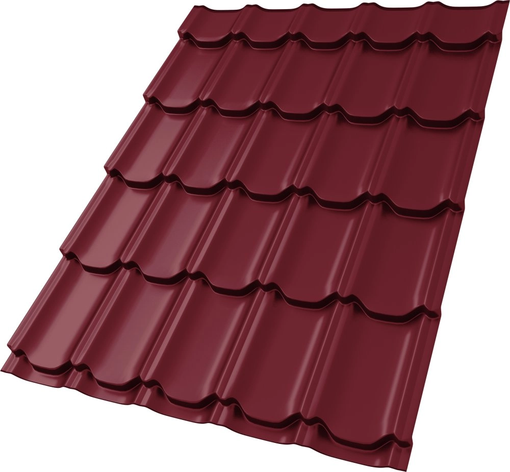 Металлочерепица Kvinta plus 0,5 Satin RAL 3005 красное вино
