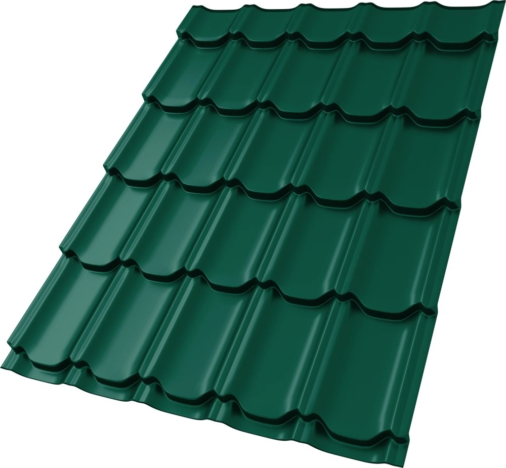 Металлочерепица Kvinta plus 0,5 Satin RAL 6005 зеленый мох