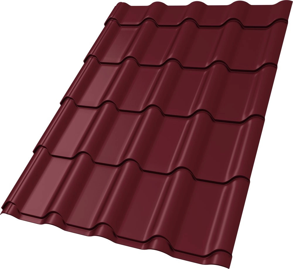 Металлочерепица Kamea 0,5 Satin Matt RAL 3005 красное вино