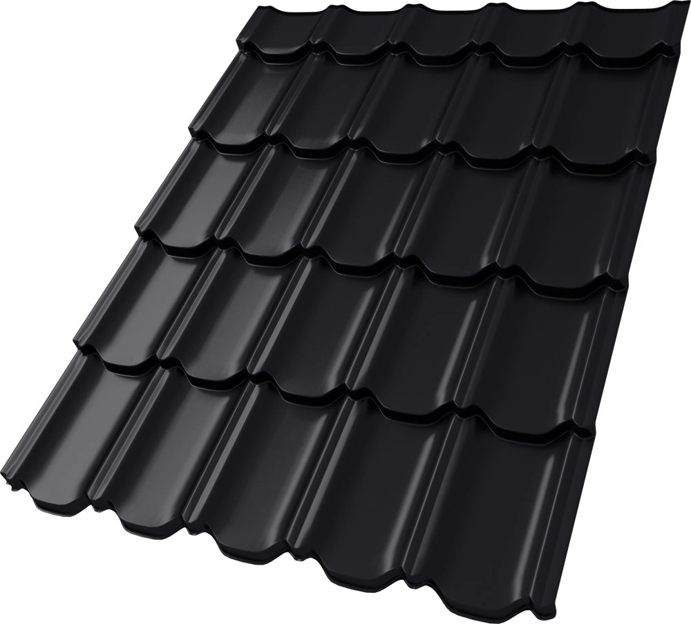 Металлочерепица Kvinta plus 3D 0,5 PurLite Matt RAL 9005 черный