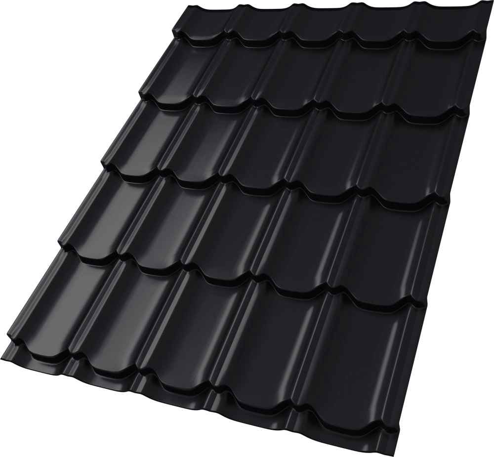 Металлочерепица Kvinta plus 0,5 PurLite Matt RAL 9005 черный