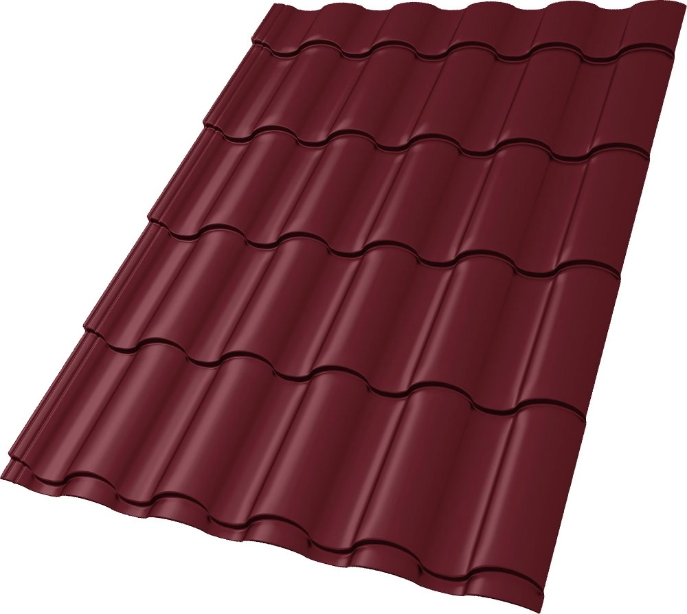 Металлочерепица Kredo 0,5 Satin RAL 3005 красное вино