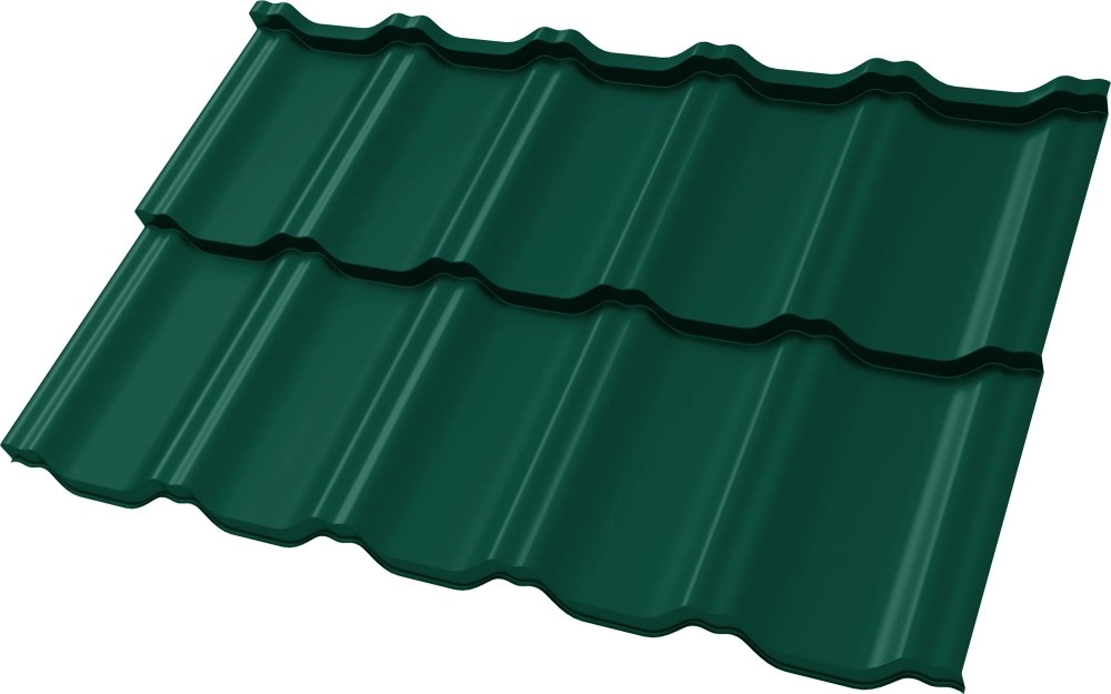 Металлочерепица Kvinta Uno 0,5 Satin RAL 6005 зеленый мох