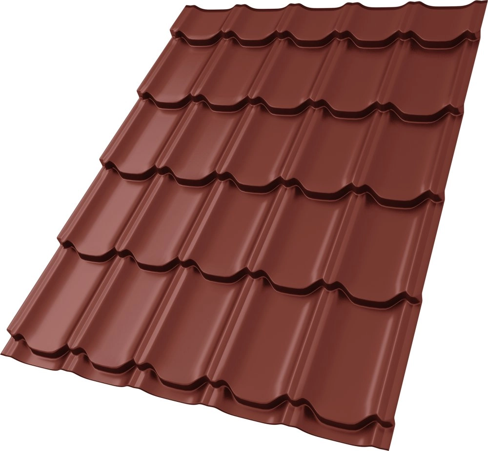 Металлочерепица Kvinta plus 0,5 Satin RAL 3009 оксидно-красный