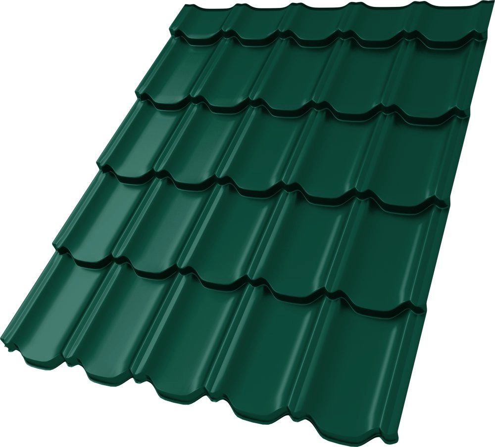 Металлочерепица Kvinta plus 3D 0,5 Satin Matt RAL 6005 зеленый мох