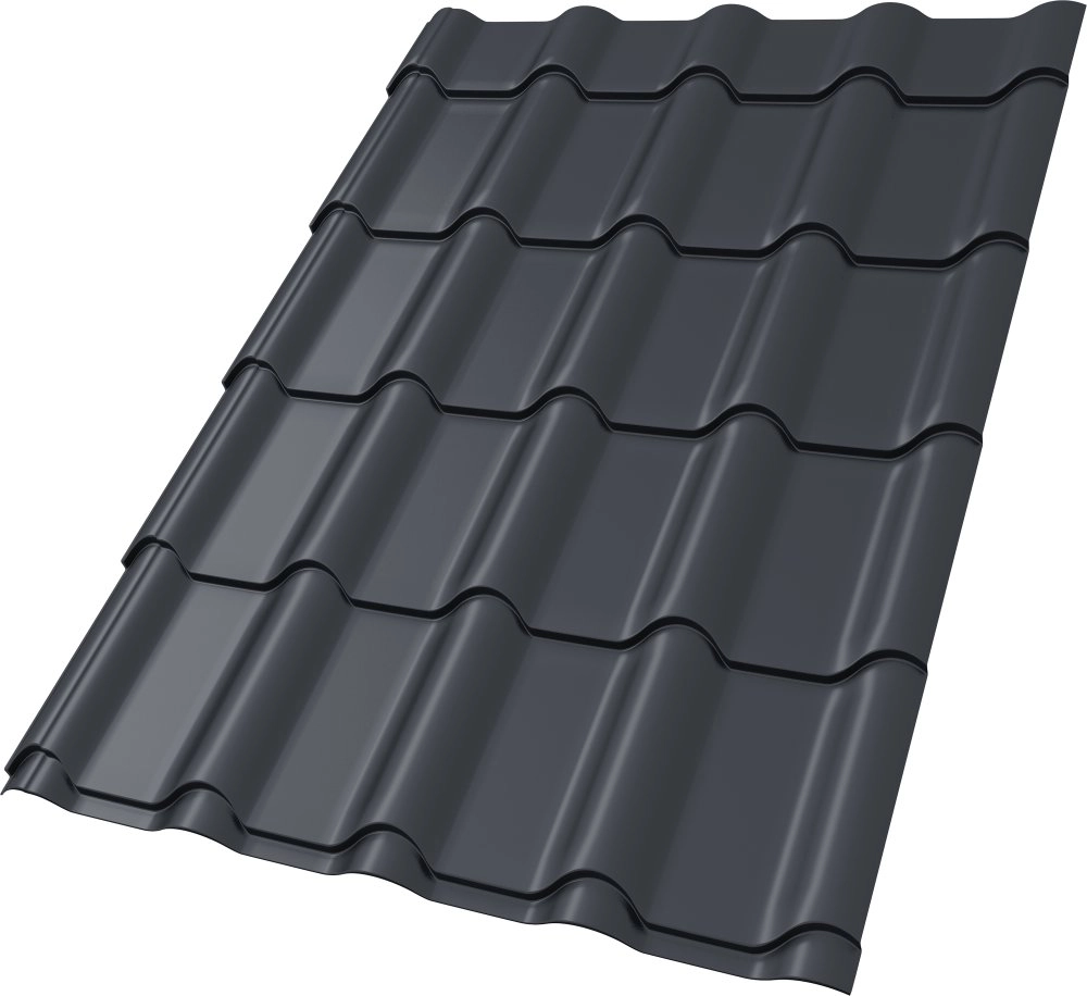 Металлочерепица Kamea 0,5 Satin Matt RAL 7024 мокрый асфальт