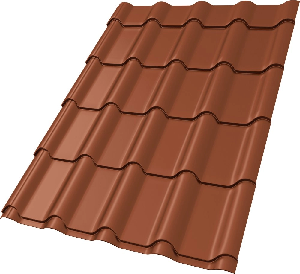Металлочерепица Kamea 0,5 Satin RAL 8004 терракота
