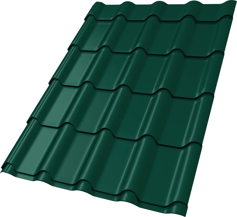 Металлочерепица Kamea 0,5 Satin RAL 6005 зеленый мох