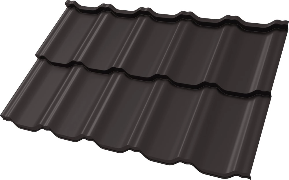 Металлочерепица Kvinta Uno 0,5 Drap TX RR 32 темно-коричневый