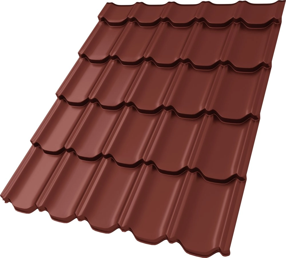 Металлочерепица Kvinta plus 3D 0,5 Satin RAL 3009 оксидно-красный