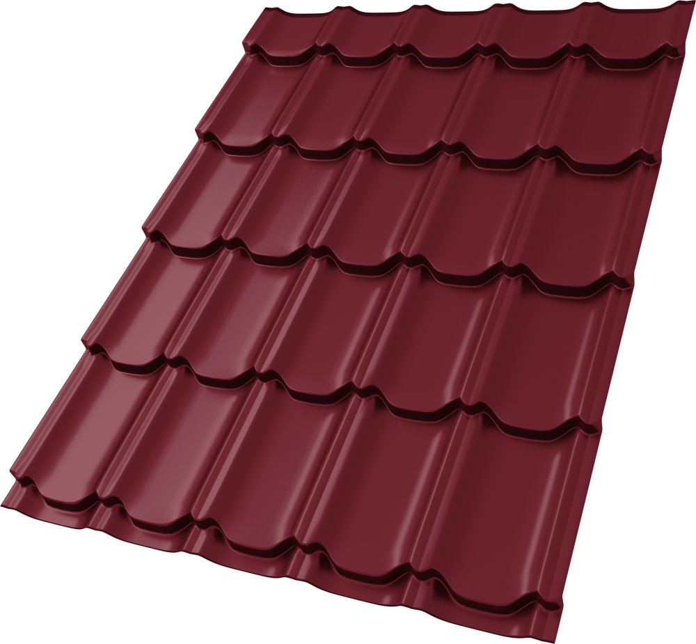 Металлочерепица Kvinta plus 0,5 Satin RAL 3005 красное вино