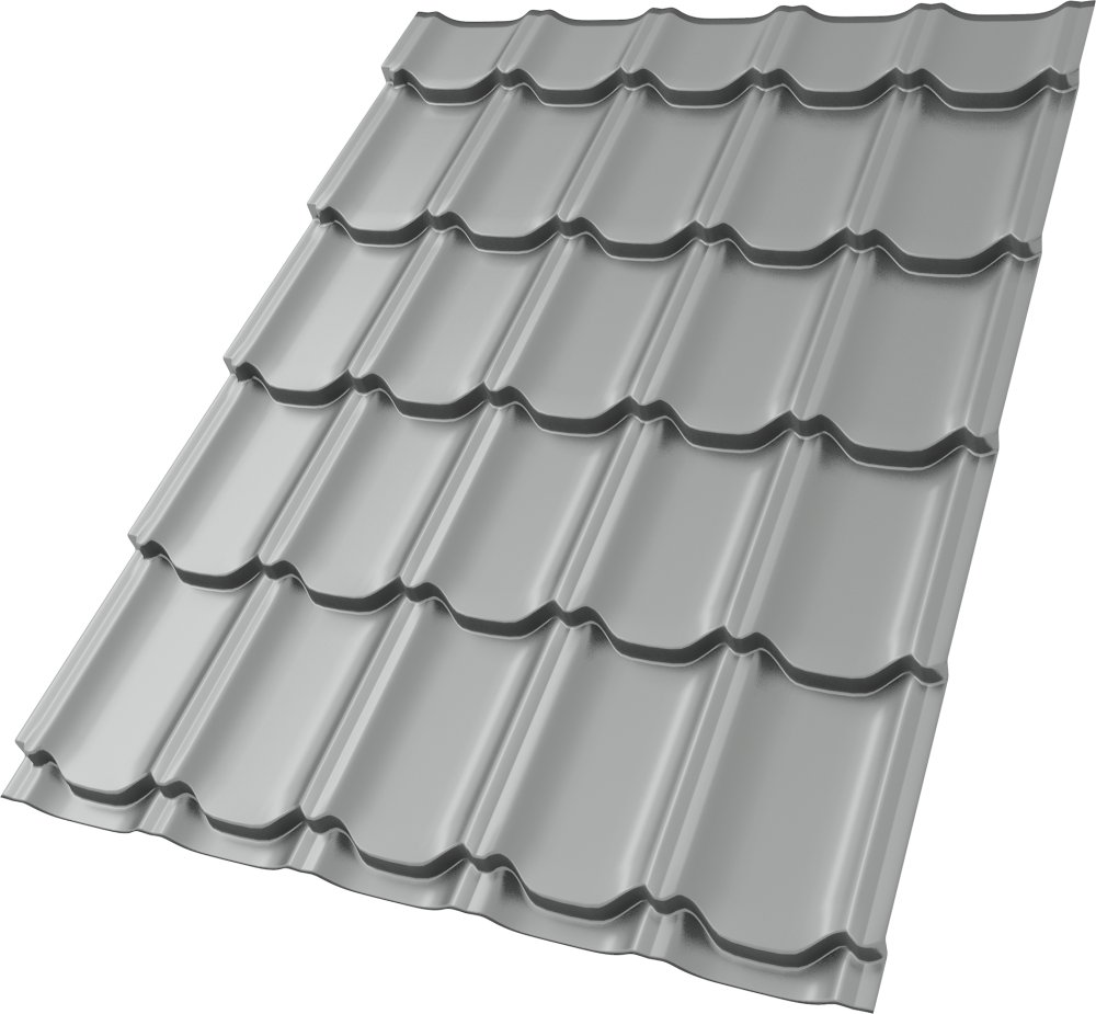Металлочерепица Kvinta plus 0,5 Satin RAL 9006 бело-алюминиевый