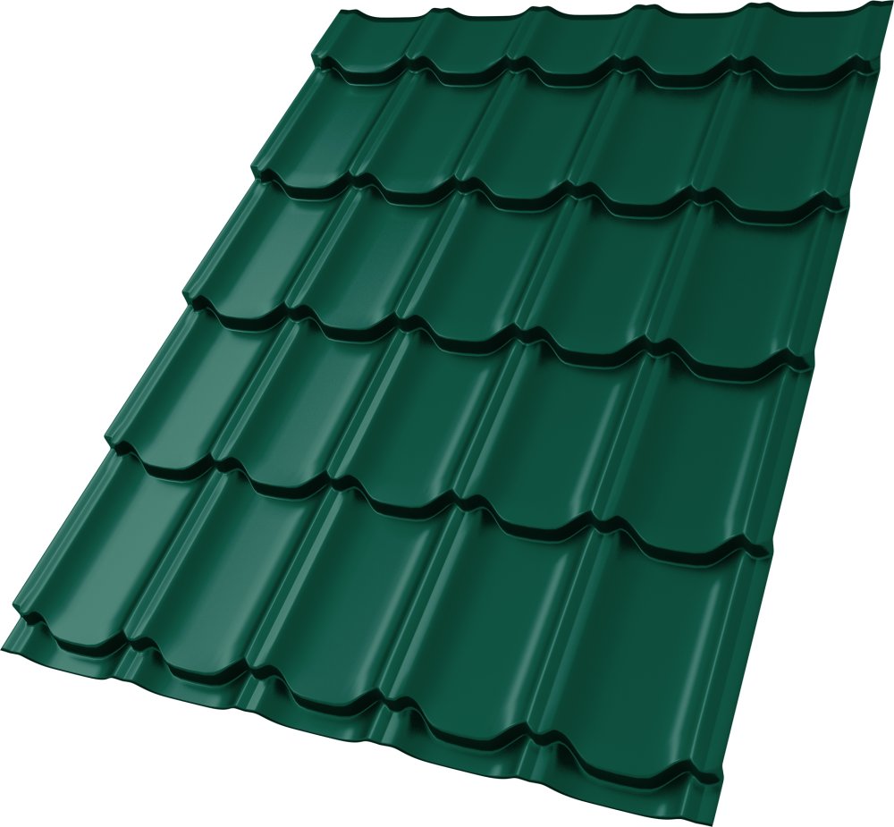 Металлочерепица Kvinta plus 0,5 Satin Matt RAL 6005 зеленый мох