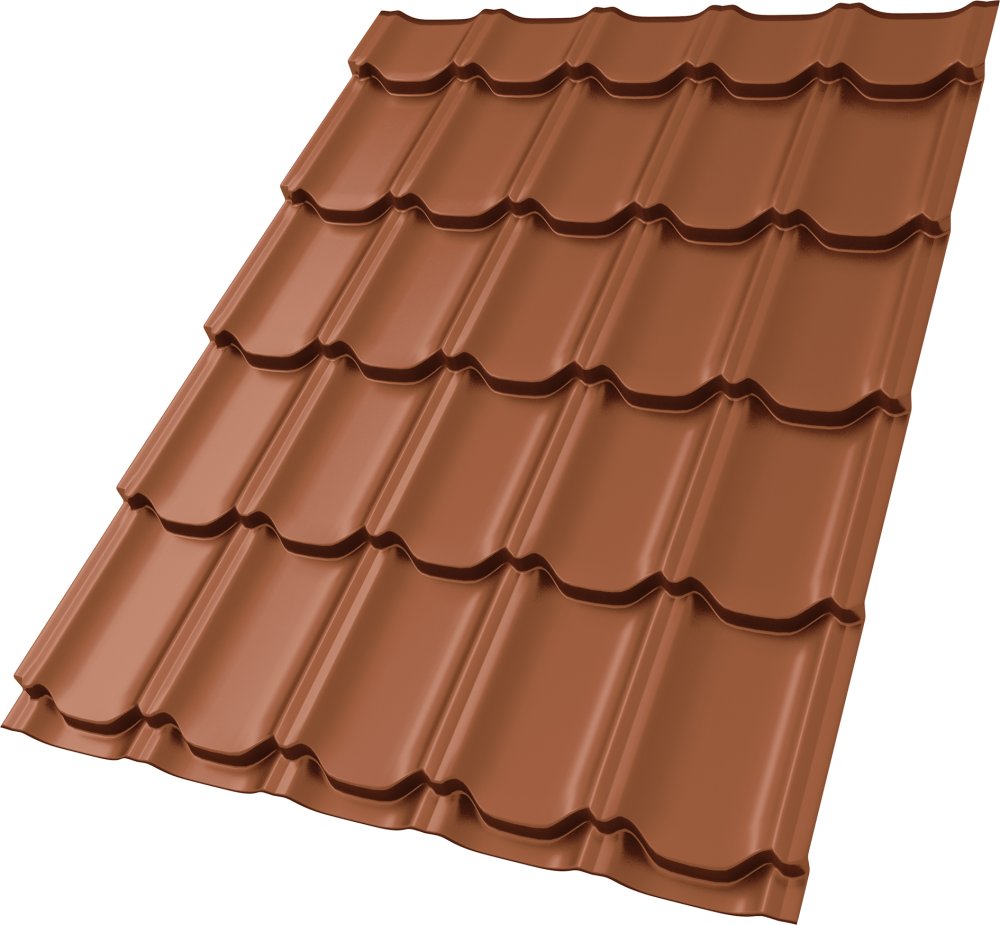 Металлочерепица Kvinta plus 0,5 Satin RAL 8004 терракота
