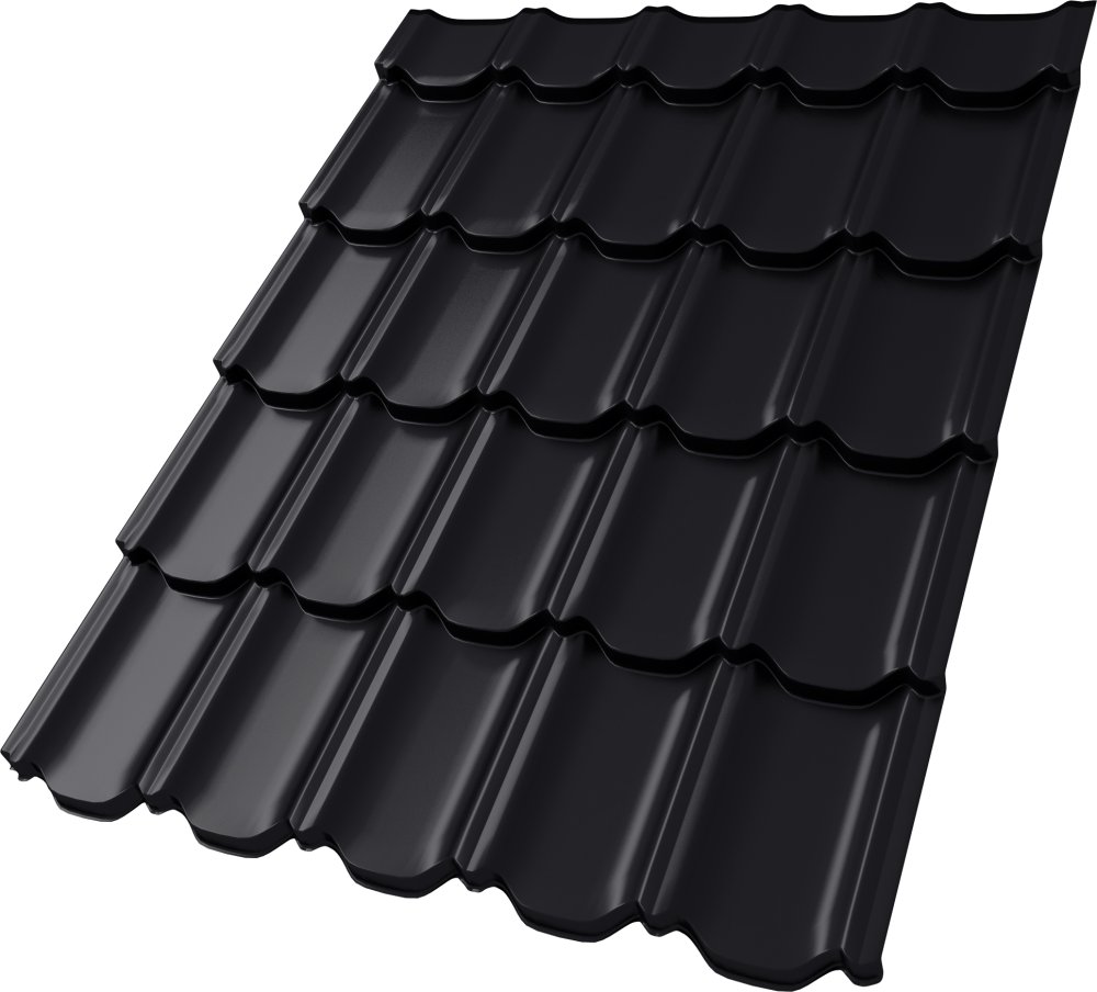Металлочерепица Kvinta plus 3D 0,5 Drap TX RAL 9005 черный