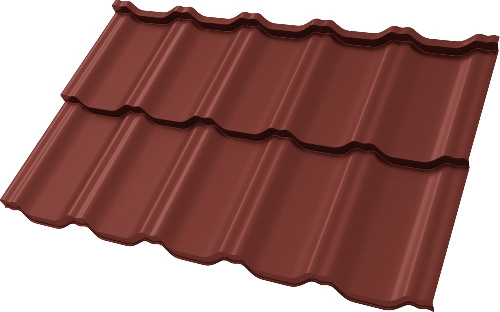 Металлочерепица Kvinta Uno 0,5 Satin RAL 3009 оксидно-красный