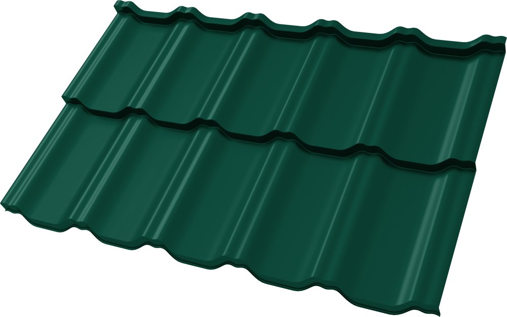 Металлочерепица Kvinta Uno 0,5 Satin Matt RAL 6005 зеленый мох